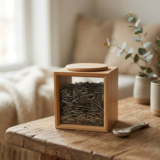 Glass & Wood Jar Small